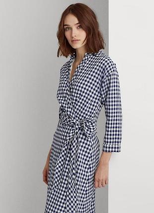 Довга сукня жіноча ralph lauren у клітинку, синя