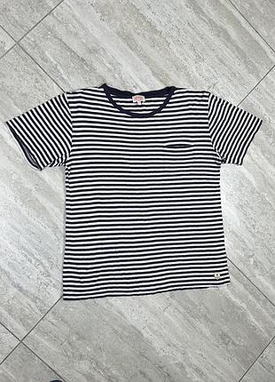 Armor lux striped t shirt, medium blue/white cotton/ linen футболка в полоску