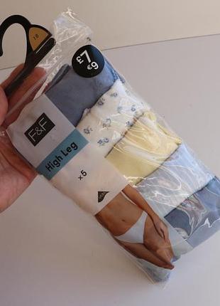 Женские трусики хлопок f&f high leg набор 5 пар, р. xl (46)