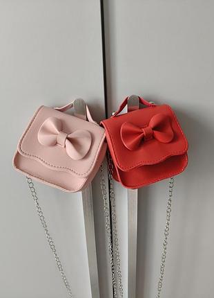 Сумочка детская, маленькая, розовая, красная, с цепочкой, цепочкой