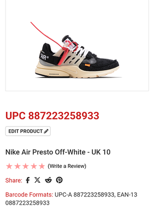 Кросівки nike air presto x off-white