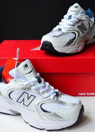 Зимові жіночі кросівки new balance 530 winter fur white blue silver нью беланс білого з сріблястим та синім кольорів хутро