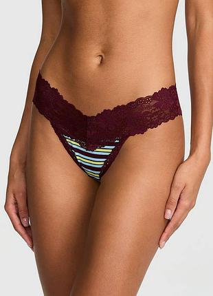 Женские трусики тонг victoria's secret pink с кружевом