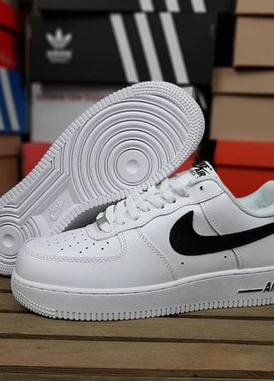 Зимние мужские кроссовки nike air force 1 low winter fur white black найк форс белого с черными цветами мех