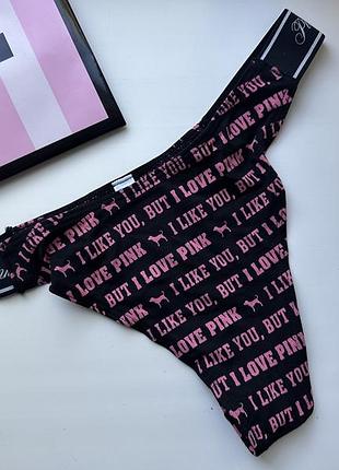 Трусики, труси стрінги лого victoria secret оригінал, вікторія сікрет pink розмір s нові