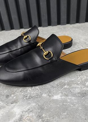 Gucci princetown horsebit slipper mule женские мюли шлепанцы кожа оригинал 38.5 eur