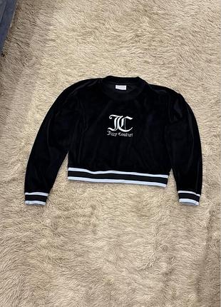 Чёрная велюровая кофта свитшот juicy couture джуси кутюр велюр s