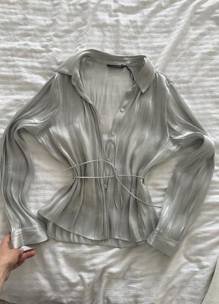 Розкішна блуза zara світла блискуча 2