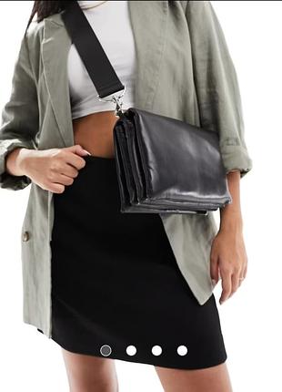 Сумка кросс-боди & other stories leather triple compartment bag (black)