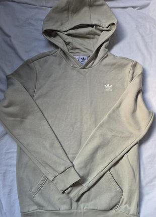 Оригинальная подростковая худи кофта adidas originals trefoil essentials (бежевое / хаки)