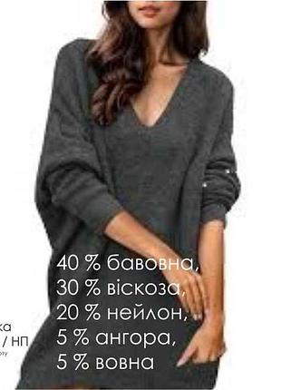 Джемпер / темно серый меланж / хлопок / ангора