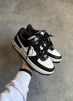 Nike air force 1 оригінал жіночі кросівки кеди шкіряні шкіра осінні на осінь підліткові на дівчинку хлопця найк аір форс чорно білі чорні фірмові37 38