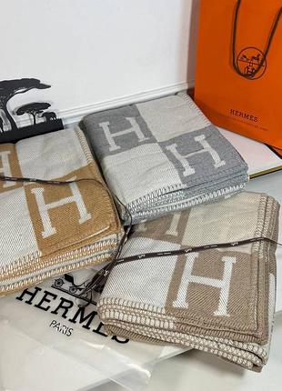 Плед hermes клітинка монограма h базові кольори