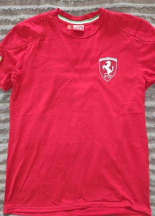 Стильна катон оригінальна червона чоловіча футболка puma scuderia ferrari tonal shield tee.xs-s