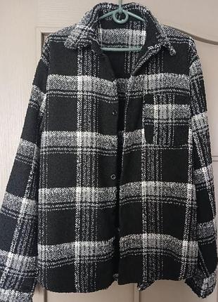 Рубашка сорочка в клетку очень теплая стиль zara