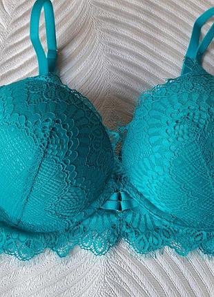 Бирюзовый кружевной бюстгальтер фирмы primark размер 34в 75в