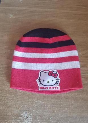 Шапка для дівчаток hello kitty червона в смужку