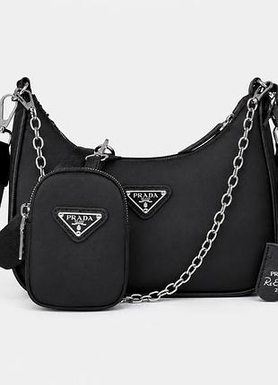 Жіноча сумка prada хобо чорна