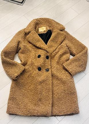 Жіноче пальто zara teddy коричневе