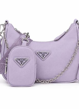 Жіноча сумка prada хобо фіолетова