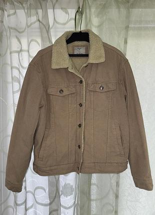 Женская вельветовая утепленная коттоновая джинсовая куртка bershka m-l (46-48) шерпа