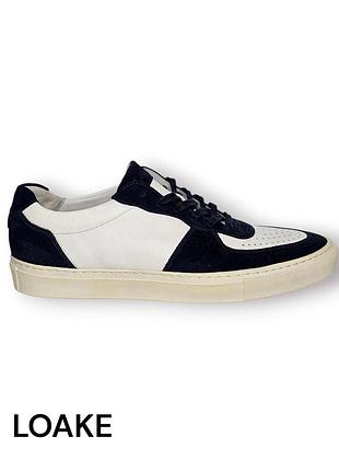 Кроссовки мужские loake rush в расцветке white calf &amp; navy suede