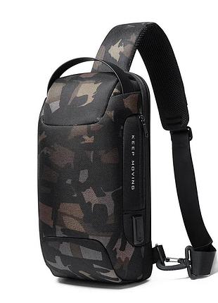 Рюкзак з однією лямкою сумка слінг bange (bgs22085 camo) 9.7″ з usb 3.0 micro usb камуфляж