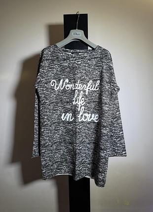 Удлиненный лонгслив туника оверсайз хлопок lara fashion туречевая s m l черно-белый