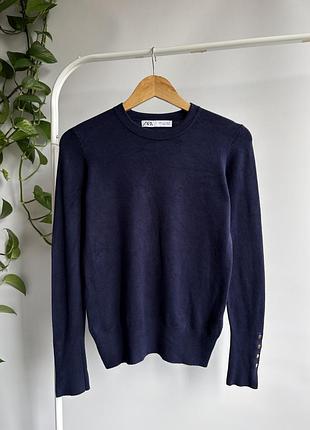 Темно синій джемпер бренду zara