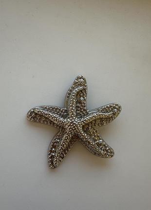 Брошка для жінок морська зірка, срібляста
