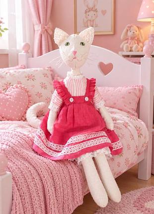 Кошка лиза, 55 см, лён