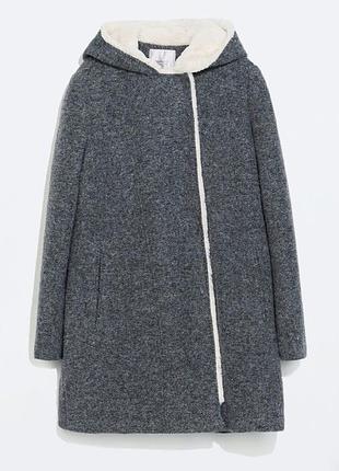Стильне тепле вовняне пальто zara р.xs-s