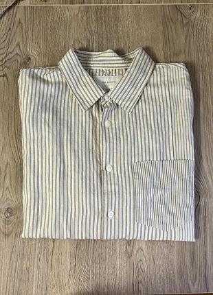Чоловіча сорочка zara origin у смужку, розмір xl, з натуральної тканини