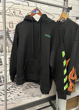 Худи off white moon cam black/green arrows плотное