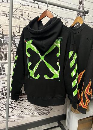Худи off white moon cam black/green arrows плотное 2