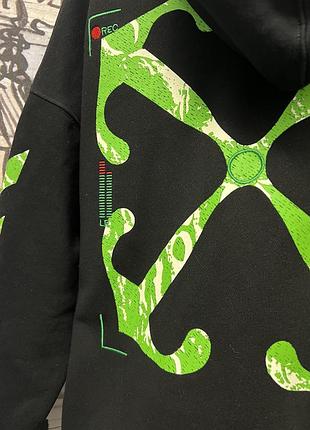 Худи off white moon cam black/green arrows плотное 3