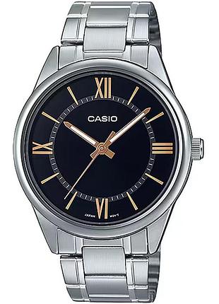 Мужские часы casio mtp-v005d-1b5 стальной браслет чёрный циферблат