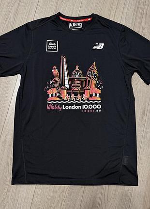 Спортивна футболка чоловіча new balance vitality london 10,000 finisher 2020 чорна, розмір l