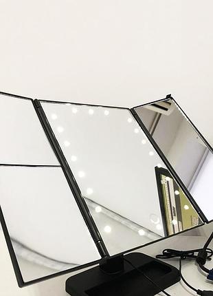 Яркое зеркало с led подсветкой, зеркало с подсветкой органайзер косметический для мейкапа ei-88