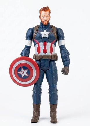 Ігрова фігурка велика captain america стів роджерс зі щитом marvel месники 30 см зі звуком і світлом