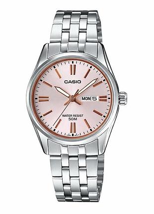 Женские часы casio ltp-1335d-4a стальной браслет розовый циферблат