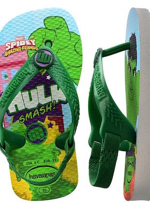 Вьетнамки с резинкой на пятке халк на мальчика havaianas 21 р / 13,5 см
