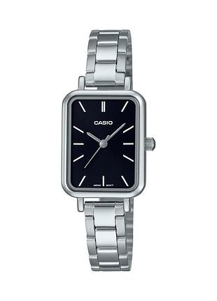 Жіночий годинник casio ltp-v009d-1e сталевий браслет чорний циферблат