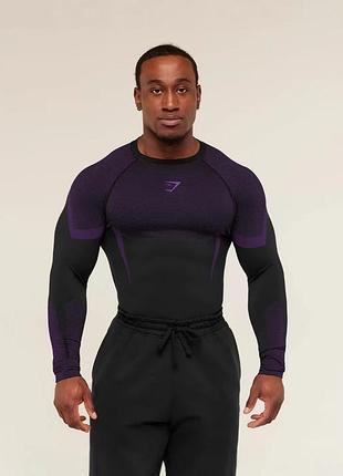 Кофта gymshark чоловіча реглан лонгслів спортивний обтягуючий m