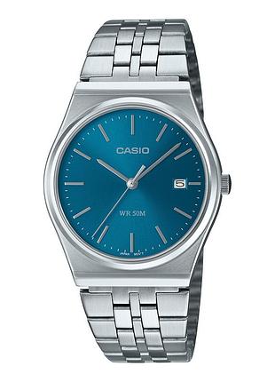 Чоловічий годинник casio mtp-b145d-2a2 сталевий браслет синій циферблат
