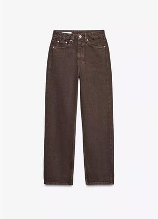 Джинсы mom fit zara коричневый тренд