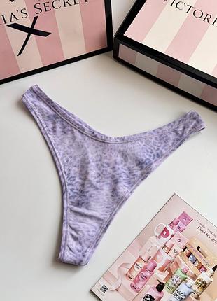 Котонові трусики стрінги лео принт victoria’s secret