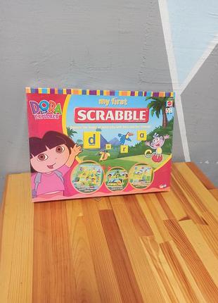 Настольная игра мой первый скрабл с козырькой my first scrable: dora the explorer edition от компании mattel.