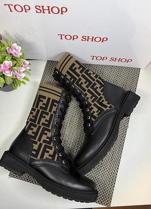 Ботинки кожаные fendi 3