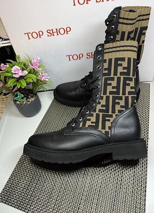 Ботинки кожаные fendi 9